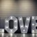 A large, illuminated sign reading "LOVE" - the Light Up LOVE Letters are perfect for all types of events, available for hire from RSVP Event Hire in Perth.