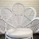 Charming white wicker Peacock Chairs, available for hire from RSVP Event Hire in Perth for your special events.