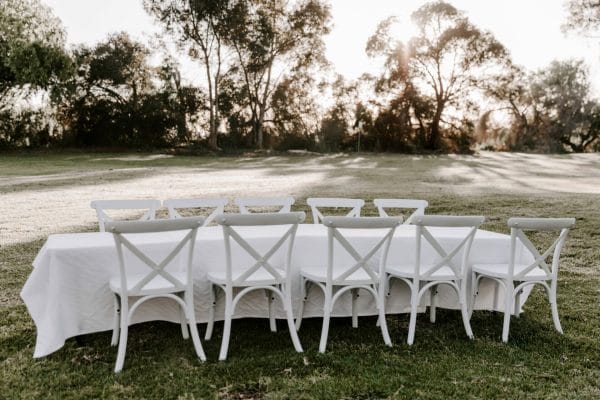 Little Ones Table and Chair Party setting for hire 1 Beautiful table with white chairs, for your next kids event from RSVP Event Hire in Perth.